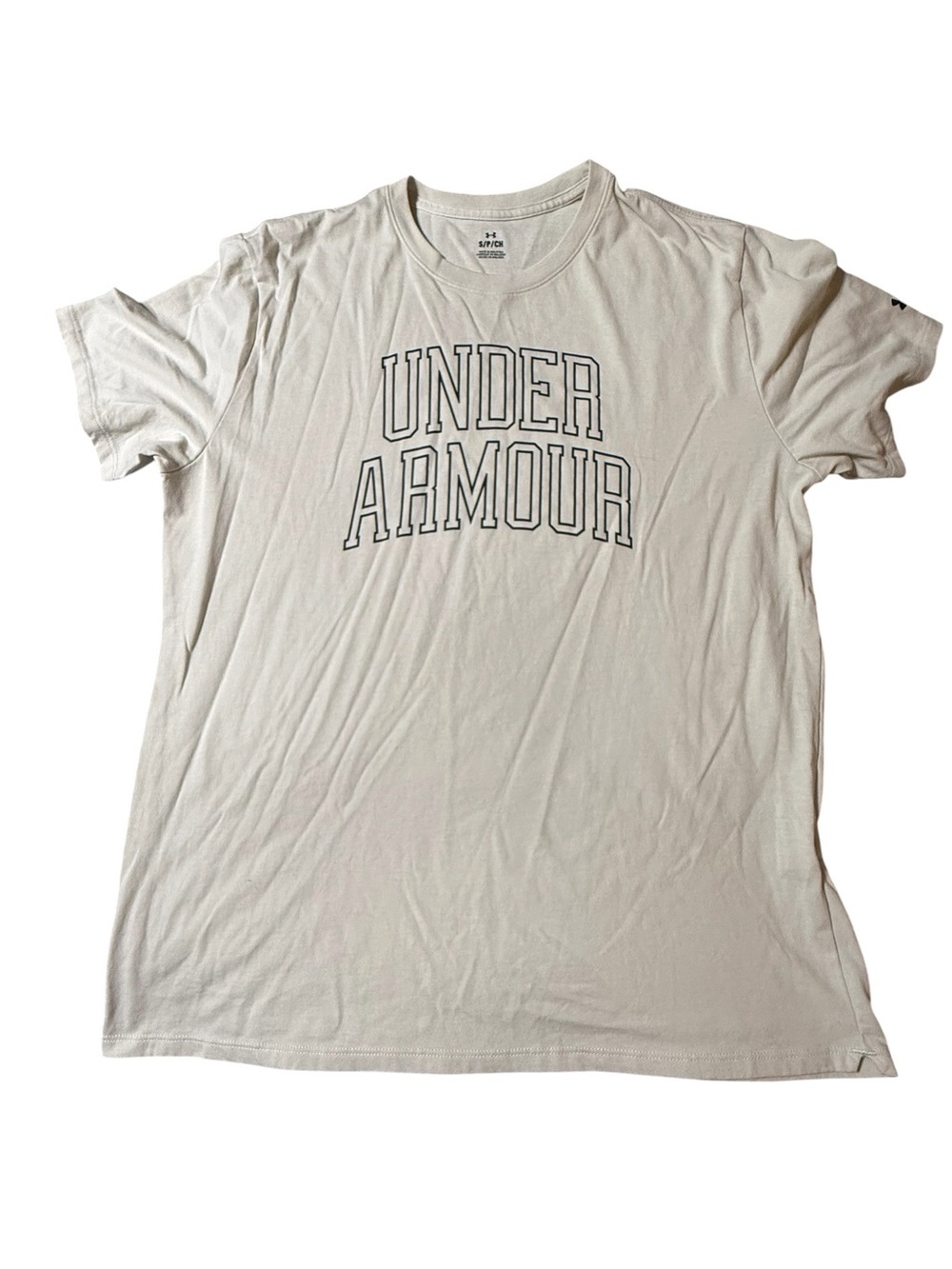 Under Armour Men Small Gray Graphic Tee Collegiate Spellout Short Sleeve T-Shirt